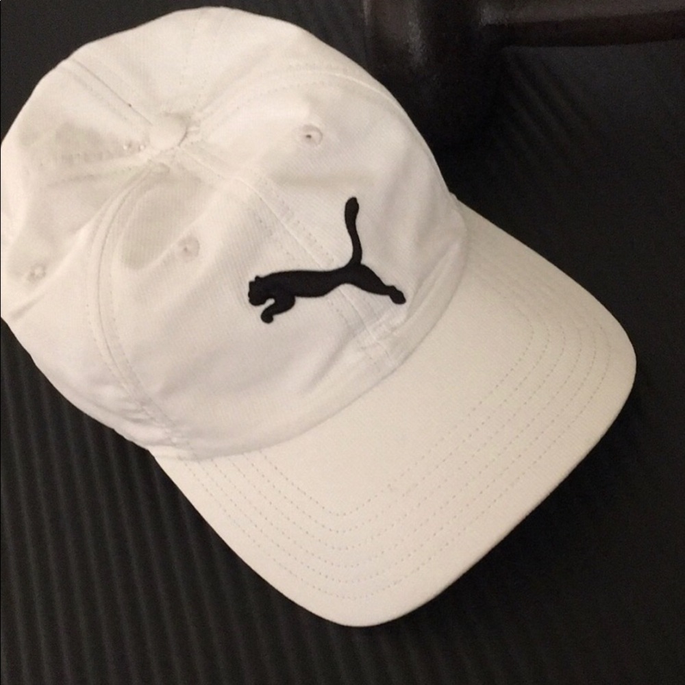 White Textured Puma Hat with Black cat